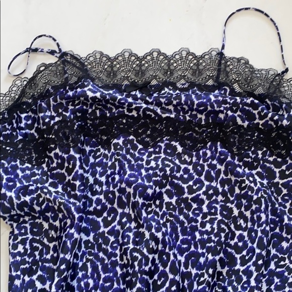 Victoria’s Secret lingerie Blue animal print leopard satin romper stretch - Picture 2 of 11